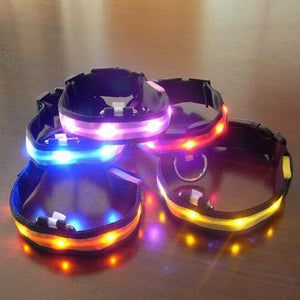 NYLON LED NIGHT SAFETY ANTI-LOST FLASHING GLOW COLLARS