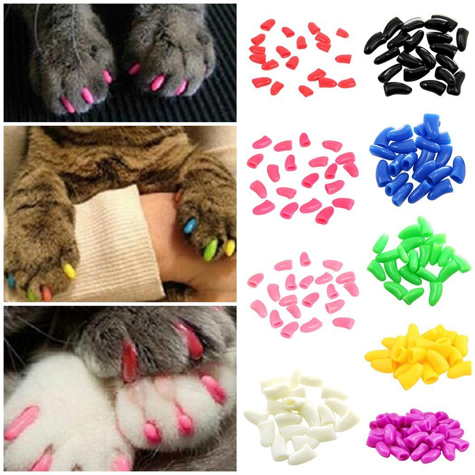 Pet/Cat Nail Protector Cap, Legendog 20 Pcs Soft Dog Cat Claw Covers Pet Nail Protector Cap + Adhesive Glue