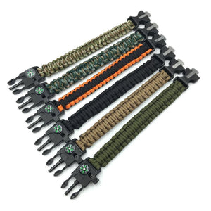 PREMIUM PARACORD SURVIVAL BRACELET - FLINT FIRE STARTER + COMPASS