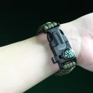 PREMIUM PARACORD SURVIVAL BRACELET - FLINT FIRE STARTER + COMPASS