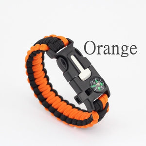 PREMIUM PARACORD SURVIVAL BRACELET - FLINT FIRE STARTER + COMPASS