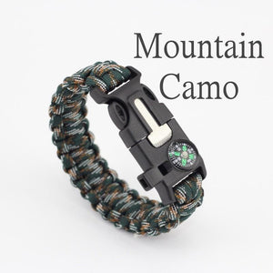 PREMIUM PARACORD SURVIVAL BRACELET - FLINT FIRE STARTER + COMPASS